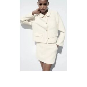 Zara twede ecru cream skort skirt shorts